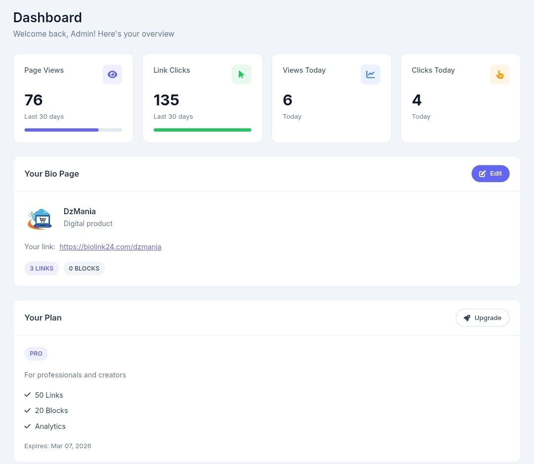 Bio link Page Generator